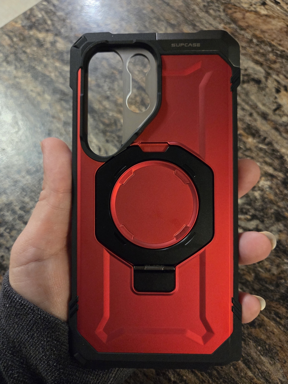 SUPCASE Red Rugged Phone Case with Rotating Ring Stand
